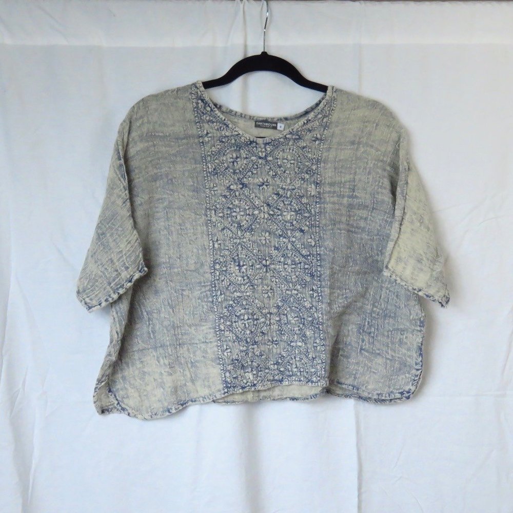 Boho Shirt Earthbound Trading Co. (Gray and Blue)